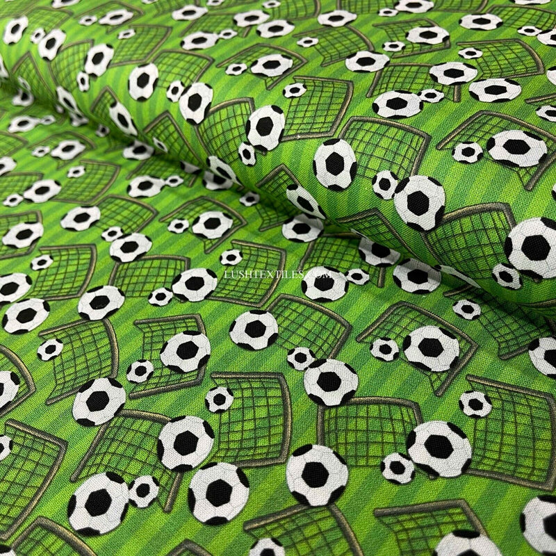 Football Crazy Fabric - Cotton- Soccer, World Cup. Upholstery, Cushions & Craft