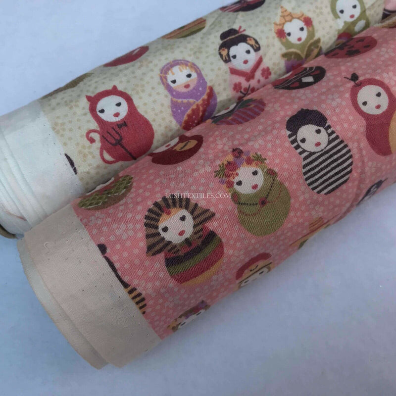 100% Cotton Fabric Russian Matryoshka Dolls Quilting Skirt Dress Material Sewing