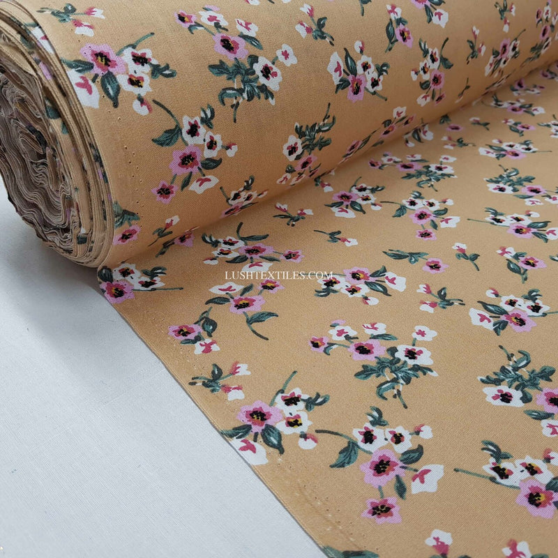 Tissu 100% Viscose Floral Dress Making, Nude Blush