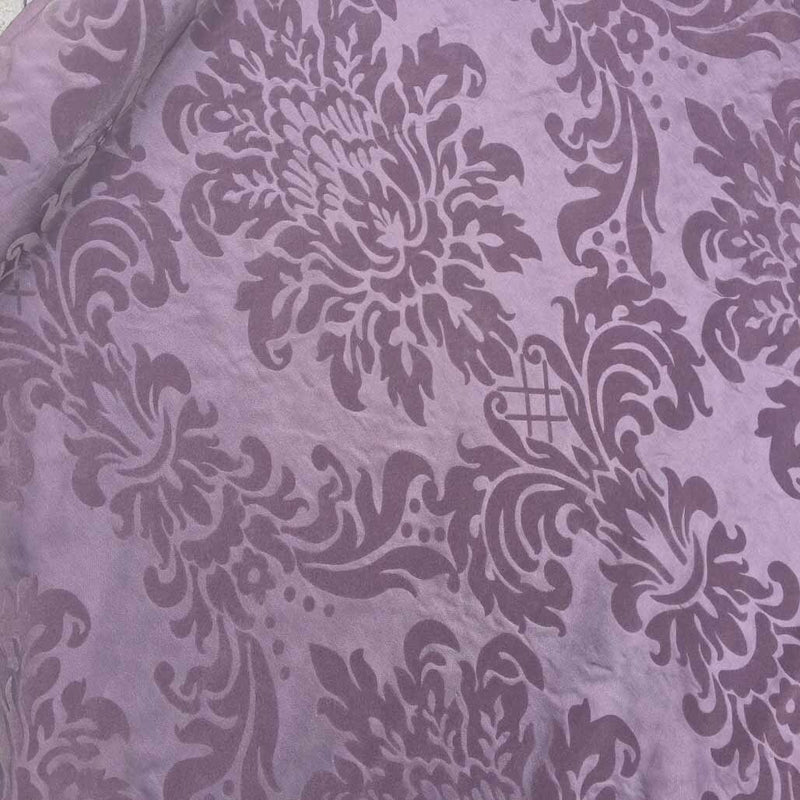 Damask Velvet Flock Taffeta Fabric, Aubergine