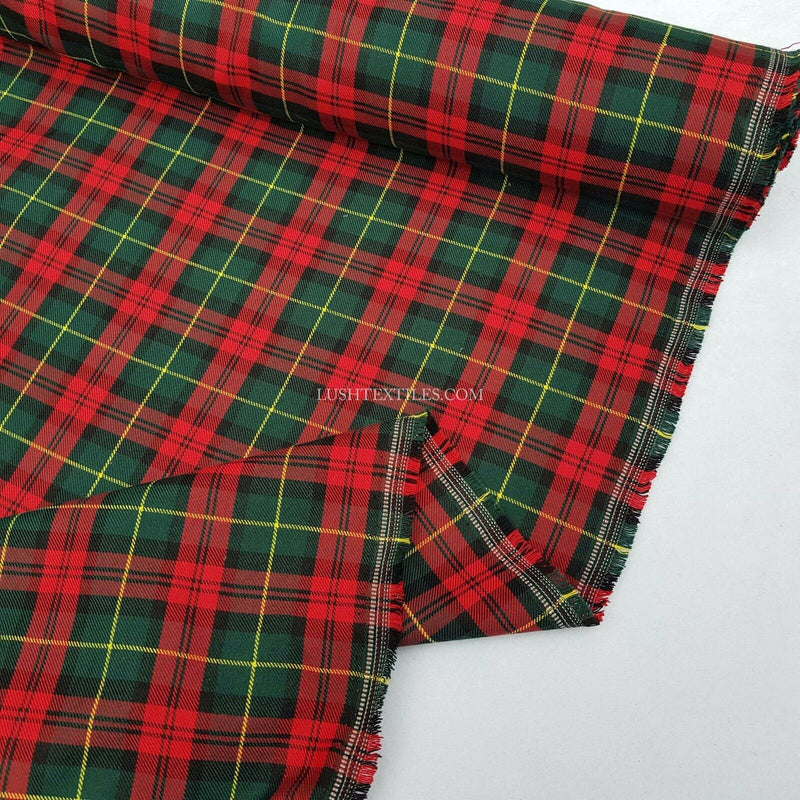 Christmas Check Red/Green Yellow Watch Tartan Dress Viscose Patchwork FABRIC