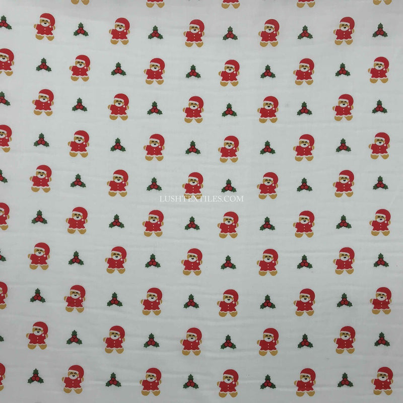 Gingerbread Men Hollies Polycotton Fabric