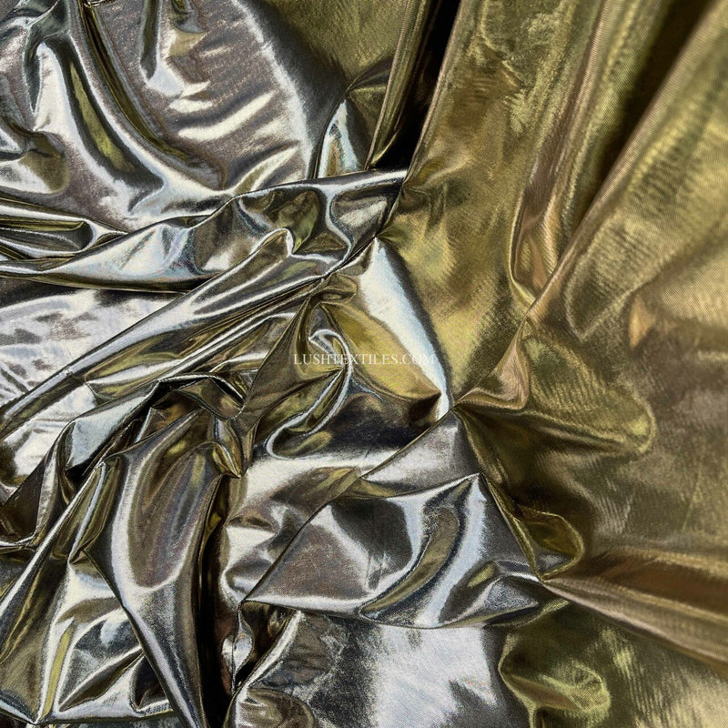 Computer Foil Shiny Dress Fabric, Gold/Black