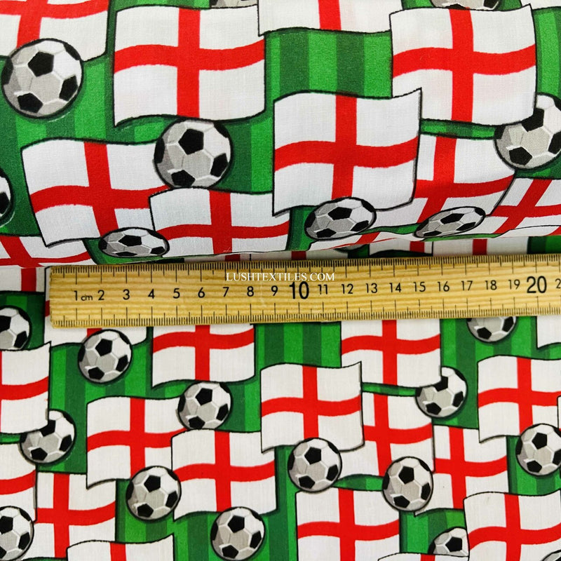 FIFA Football England Flags Polycotton Fabric