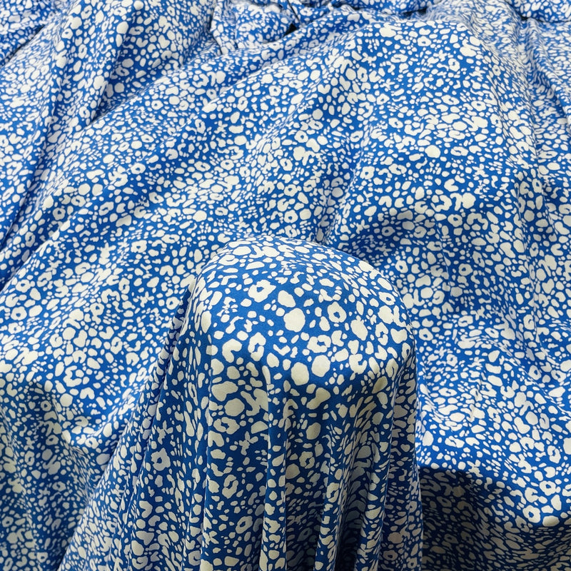 Tissu Viscose Design Floral Abstrait, Bleu