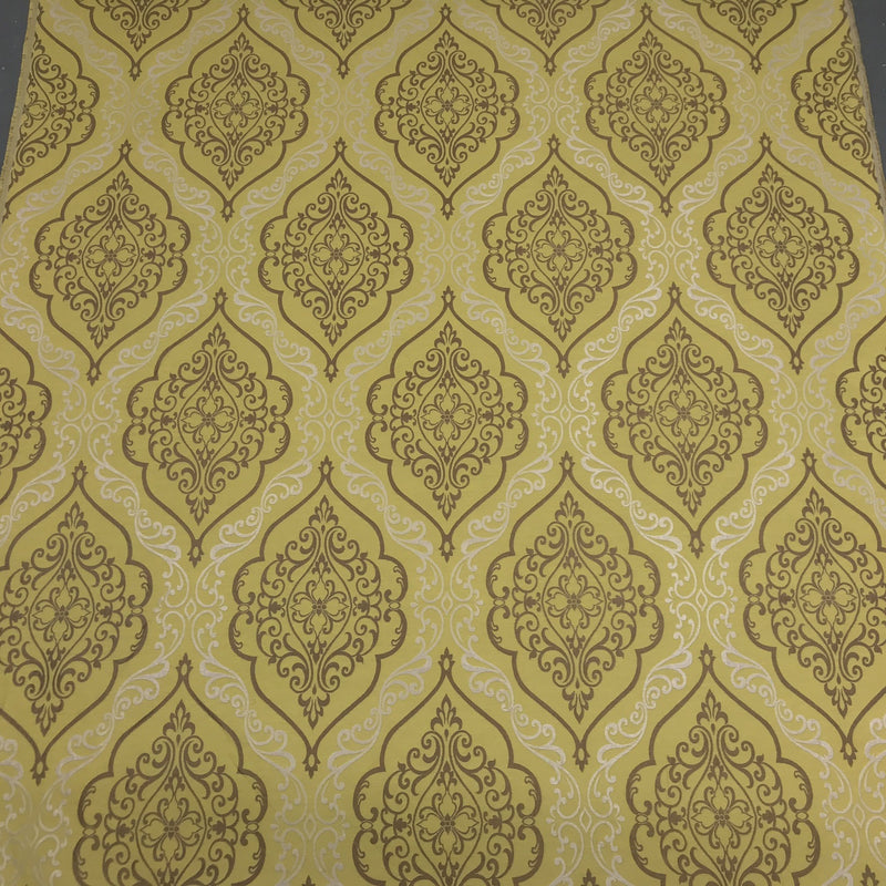 Damask Brocade Upholstery Curtain Fabric, Lime Green