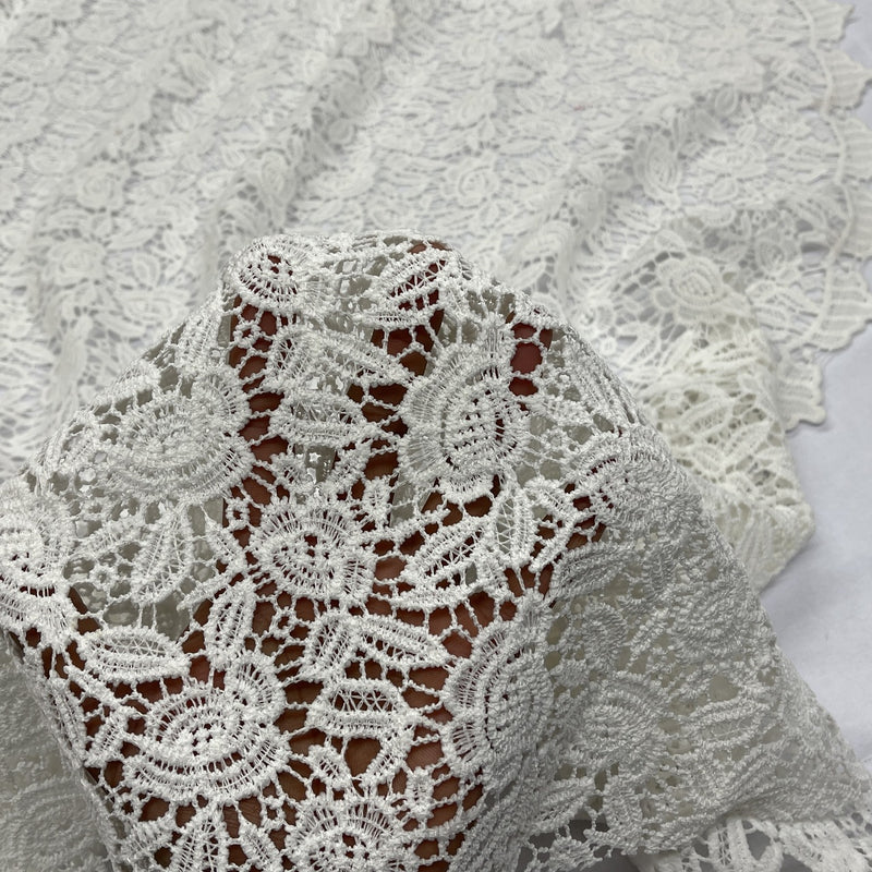 Chantilly Floral Lace Dress Fabric, Cream