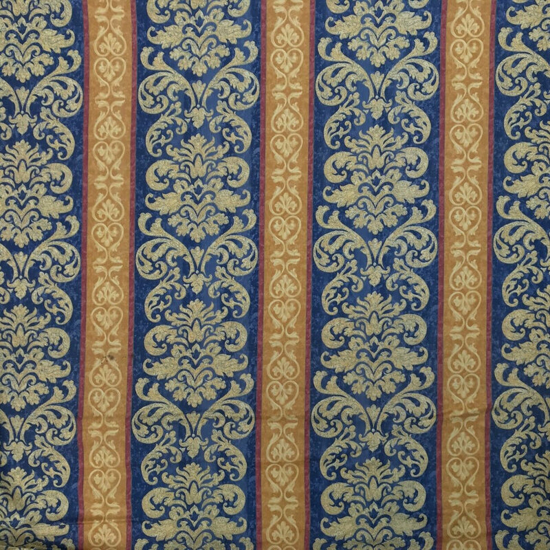 Damask Vintage Cotton Print Craft Fabric, Blue/Gold