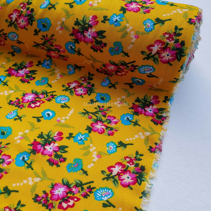 Tissu Viscose Floral D'Lush, Moutarde