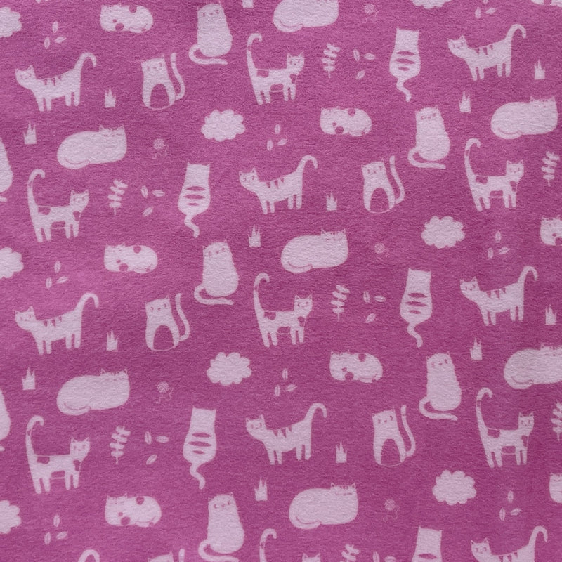 Cats Kittens Printed Polar Fleece Fabric, Pink