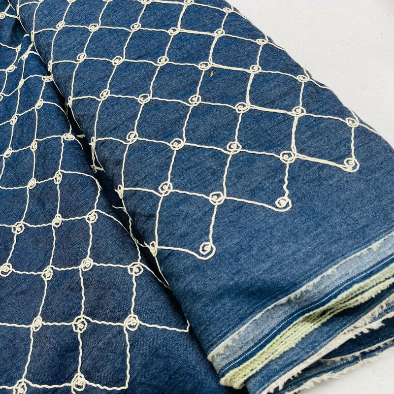 5oz Indigo Blue Patterned Denim Cotton Denim Fabric Jeans Handbags Kids Clothing