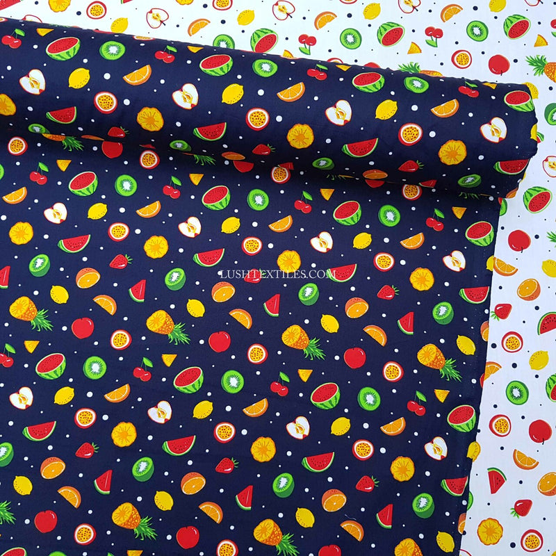 Exotic Fruits Print Rose & Hubble Cotton Poplin Fabric