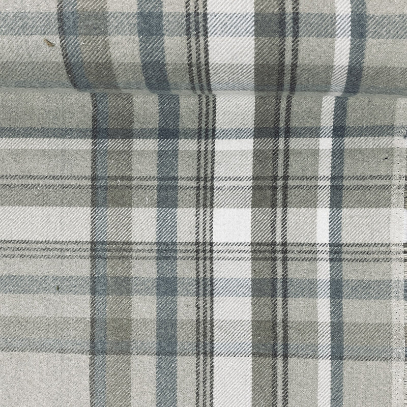 Balmoral Checks Wool Effect Tartan Upholstery Curtain Fabric Cushions, Beige