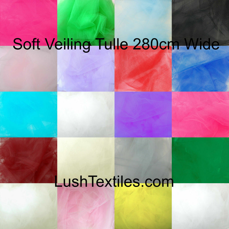 UK Soft Dress Net Veil Tutu Fabric Bridal Tulle 280cm Extra Wide Sold Per Metre