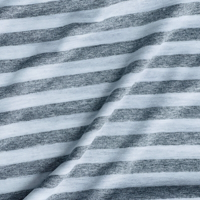 1cm/1/2" Grey/White Striped Print Cotton Viscose Jersey Dress Fabric 150 cm Wide