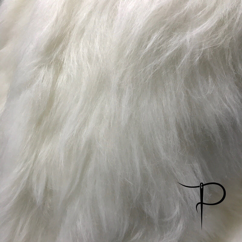 *UK WHOLESALE* LONG Pile Fun Faux Fur Fabric Material - WHITE