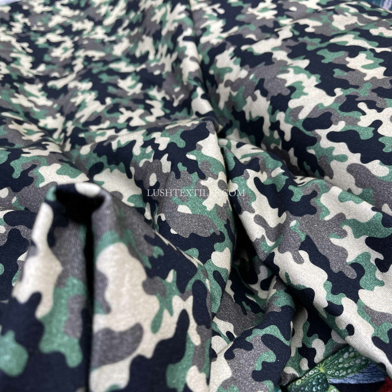 Tissu extensible en jersey de coton camouflage Army, Jungle