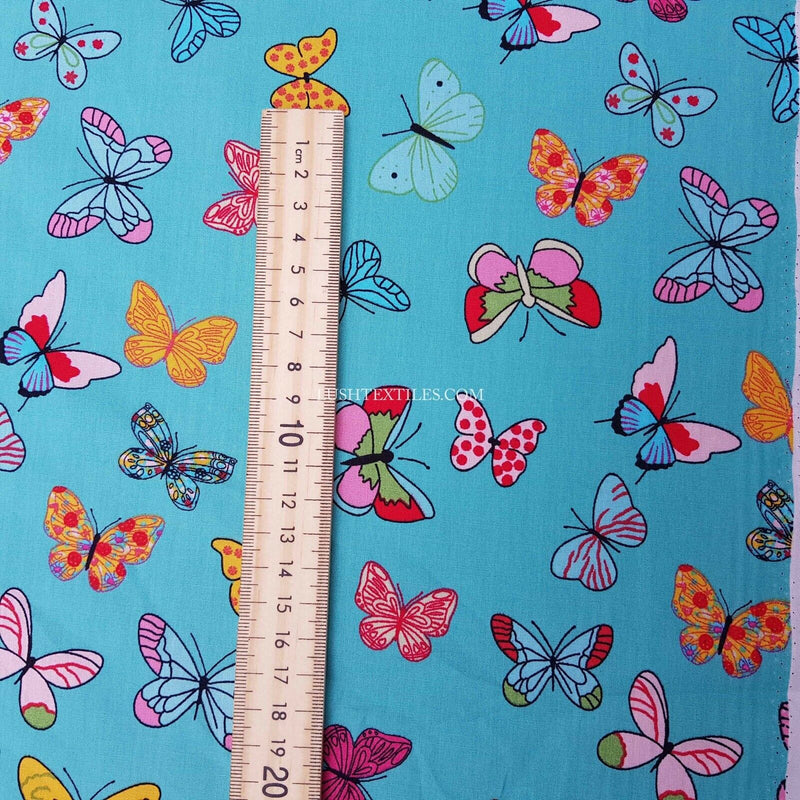 Colourful Butterflies 100% Cotton Poplin Fabric Rose and Hubble Dress, Mint