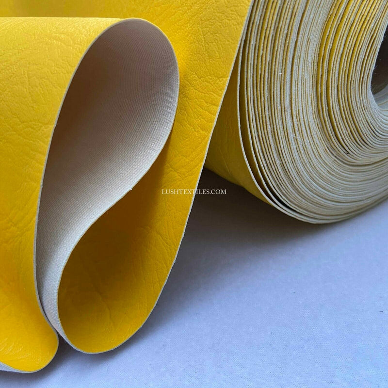 BEE YELLOW HEAVY DUTY UPHOLSTERY FAUX LEATHER/ VINYL FABRIC LEATHERETTE MATERIAL