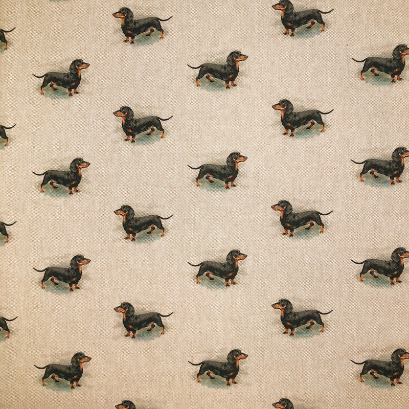 Digital Cotton Animal Linen Fabric, Dachshund Dogs