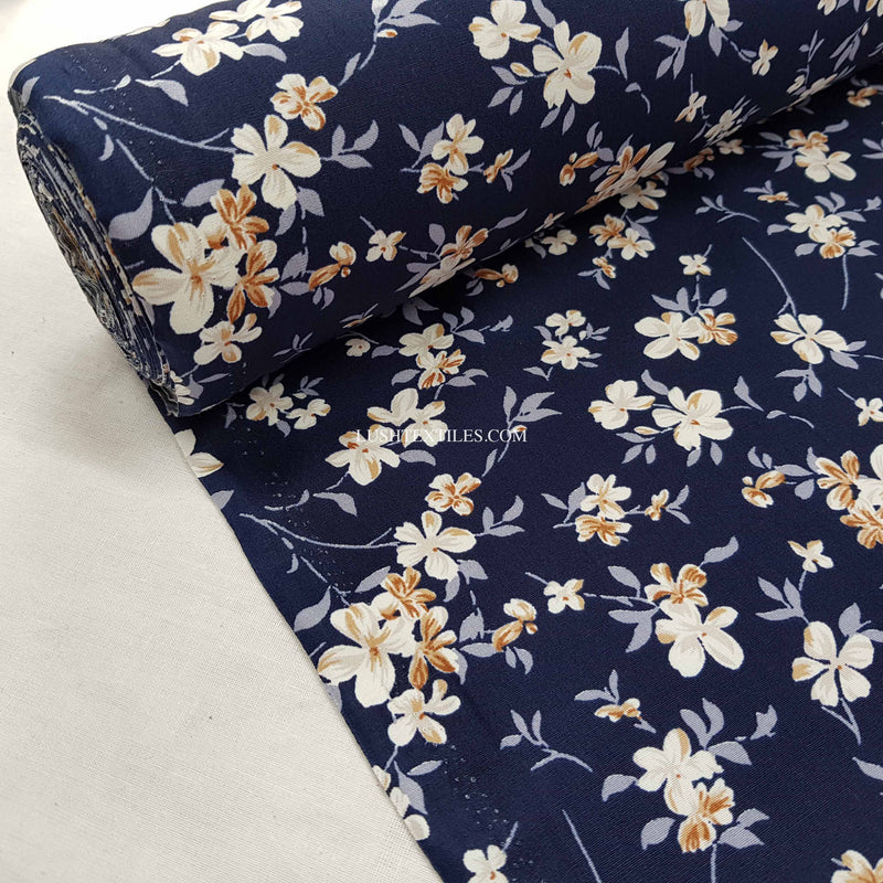 Floral Flowers Rose & Hubble Cotton Poplin Fabric