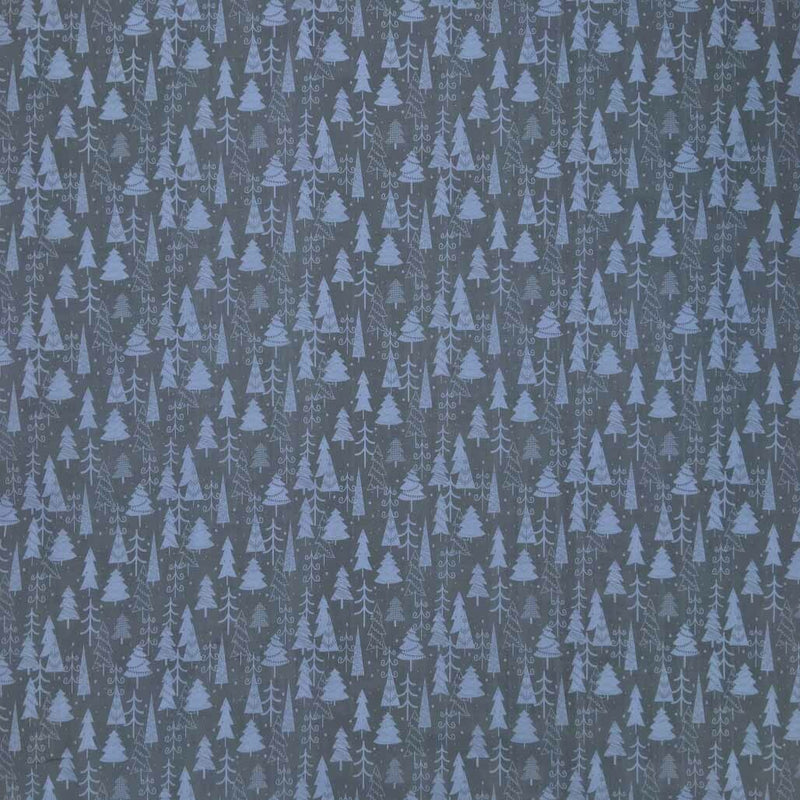 Christmas Tree Poly Cotton Fabric, Silver