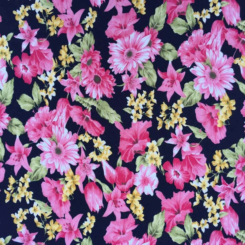 Floral Flowers Print Rose &amp; Hubble Dress Coton Patchwork Coussins Quilt Fabric