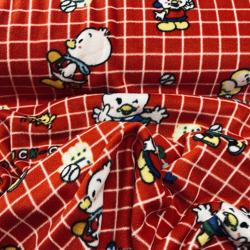 D.D. Duck Printed Polar Fleece Fabric, Red