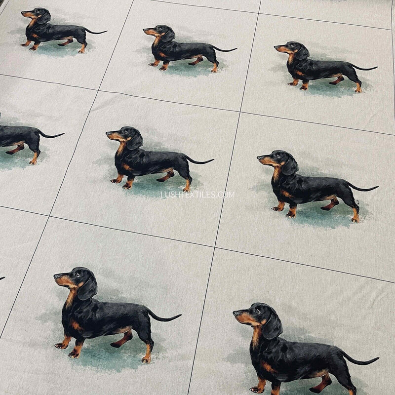 Dachshund Dogs PANELS Cotton Rich Linen Fabric Curtain Upholstery Cushion Animal