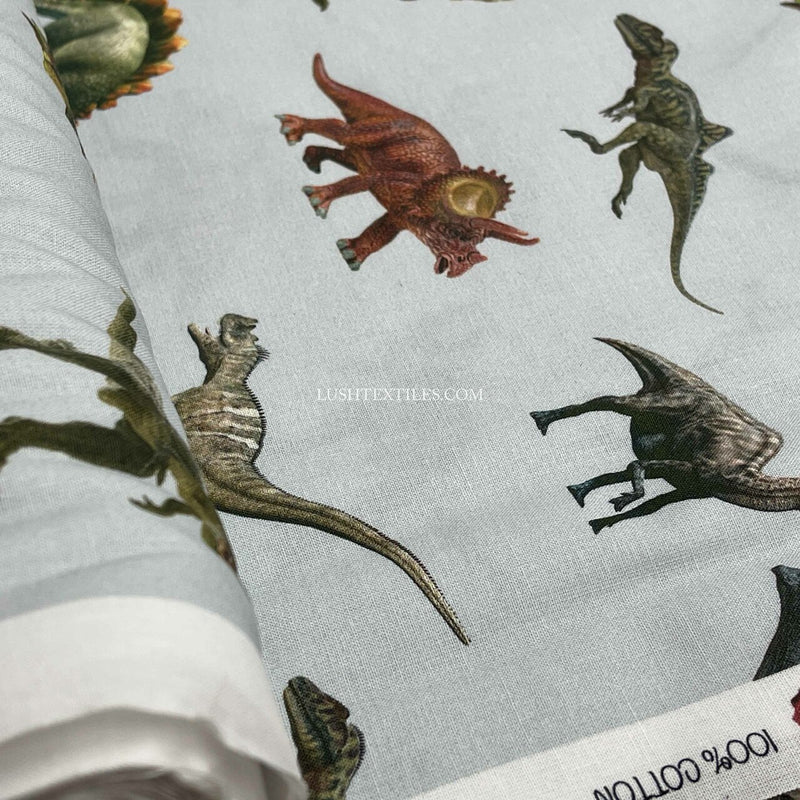 Dinosaurs Jurassic World Digital Cotton Craft Fabric, Silver