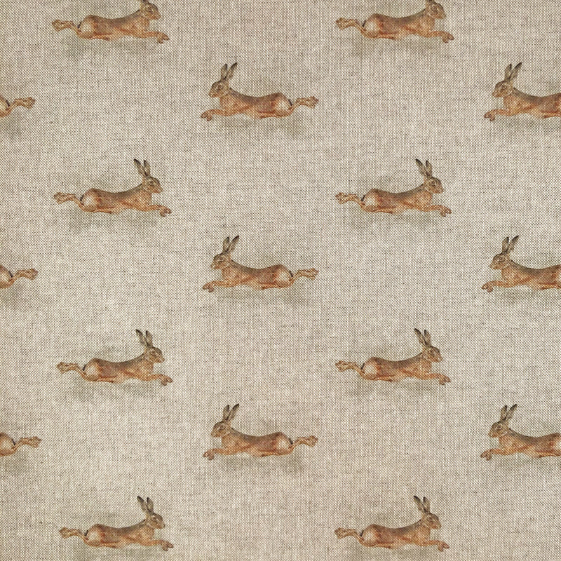 Digital Cotton Animal Linen Fabric, Leaping Hare