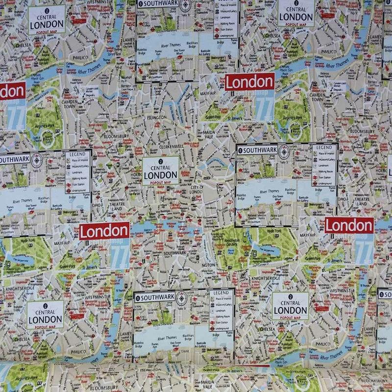 Central London Map Print Fabric