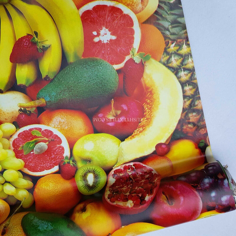 FRUITS JUICE BAR Wipe Clean PVC Vinyl Tablecloth Fabric Table Dessert Bar Cafe