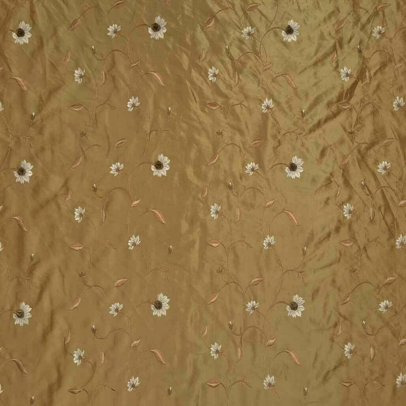 Embroidered Floral Taffeta Fabric, Gold