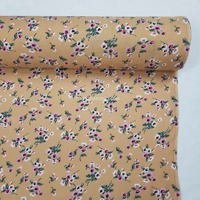 100% Viscose Floral Dress Making Fabric, Nude Blush