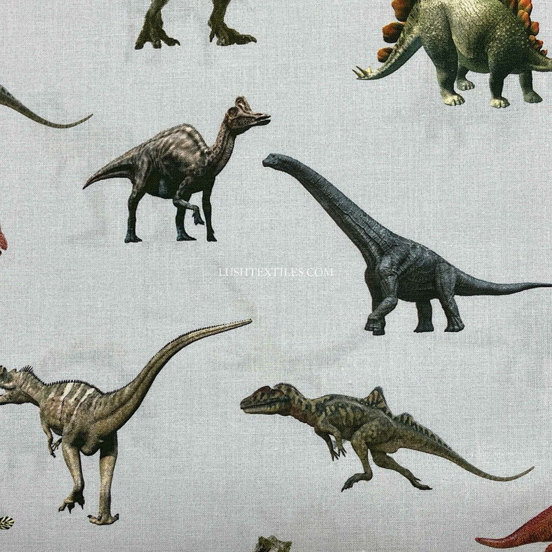 Dinosaurs Jurassic World Digital Cotton Craft Fabric, Silver