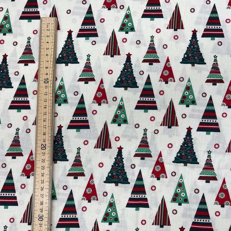 Christmas Tree Cotton Fabric, Cream