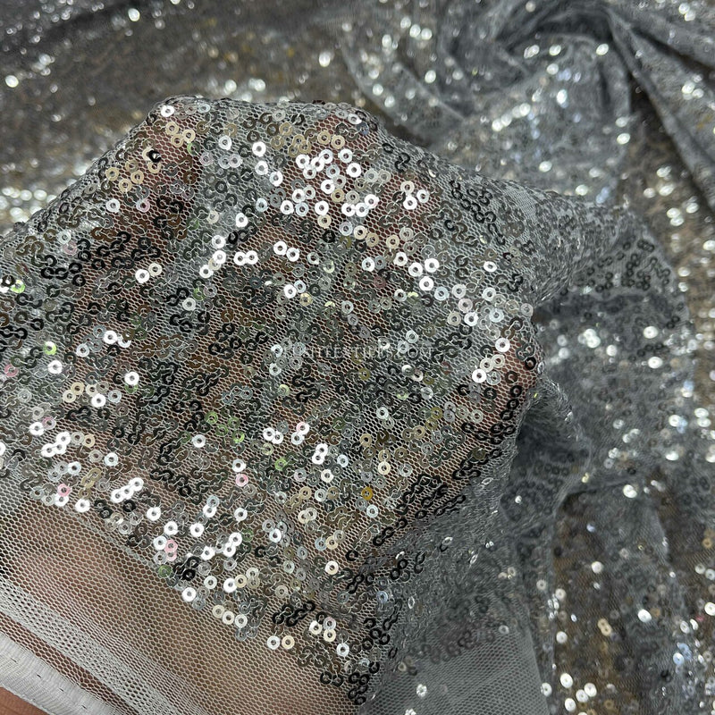 Bling Sequins Net Fabric, Grey