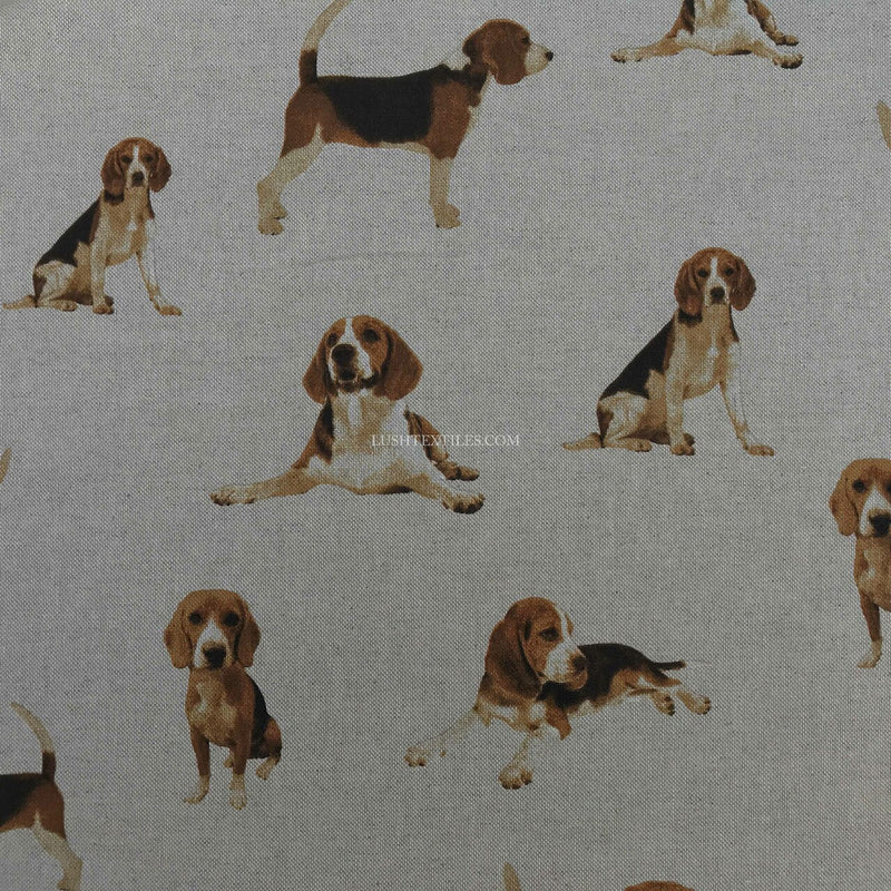 Beagle Dogs Digital Print Linen Cotton Fabric