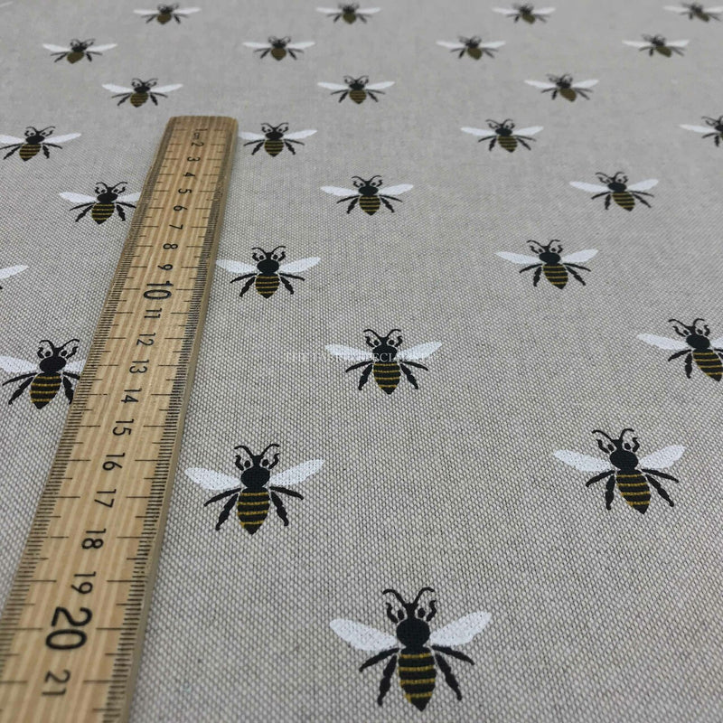 Tissu en coton et lin à impression numérique Buzzy Bees