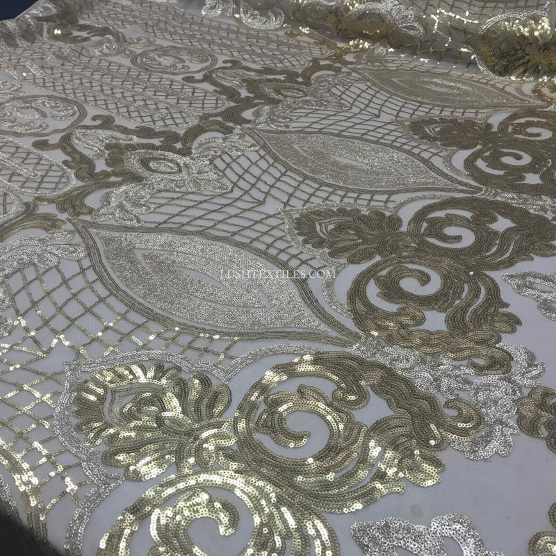 AFRICAN LACE HEAVY SEQUIN LYCRA POWER NET LACE FABRIC WEDDING BRIDAL FANCY DRESS