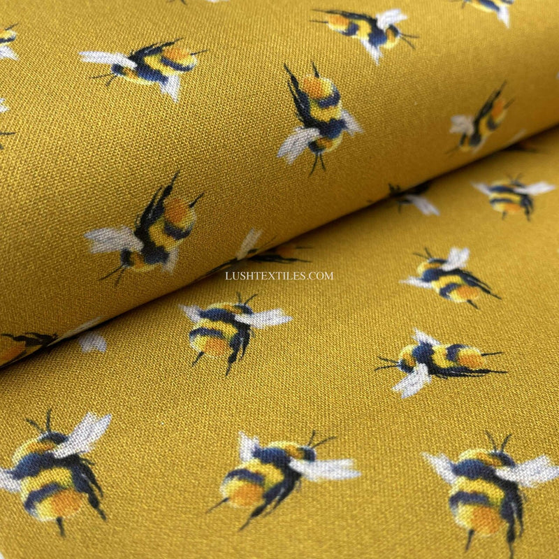 Bumblebee Digital Cotton Craft Bee Fabric, Mustard