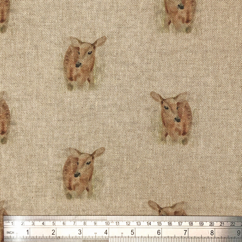 Digital Cotton Animal Linen Fabric, Fawn