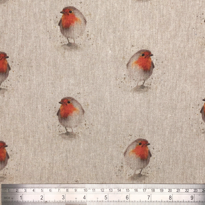 Digital Cotton Animal Linen Fabric, Robins