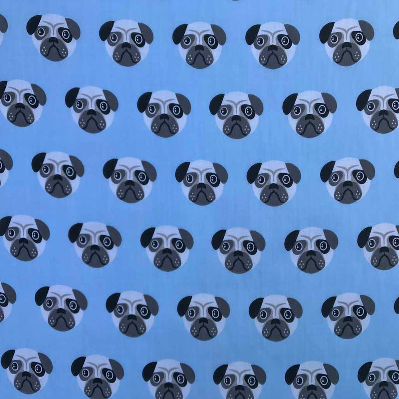 Cute Pugs Print Poly Cotton Craft Fabric