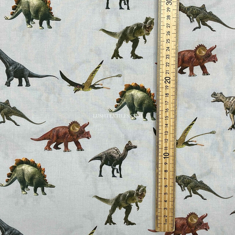 Dinosaurs Jurassic World Digital Cotton Craft Fabric, Silver