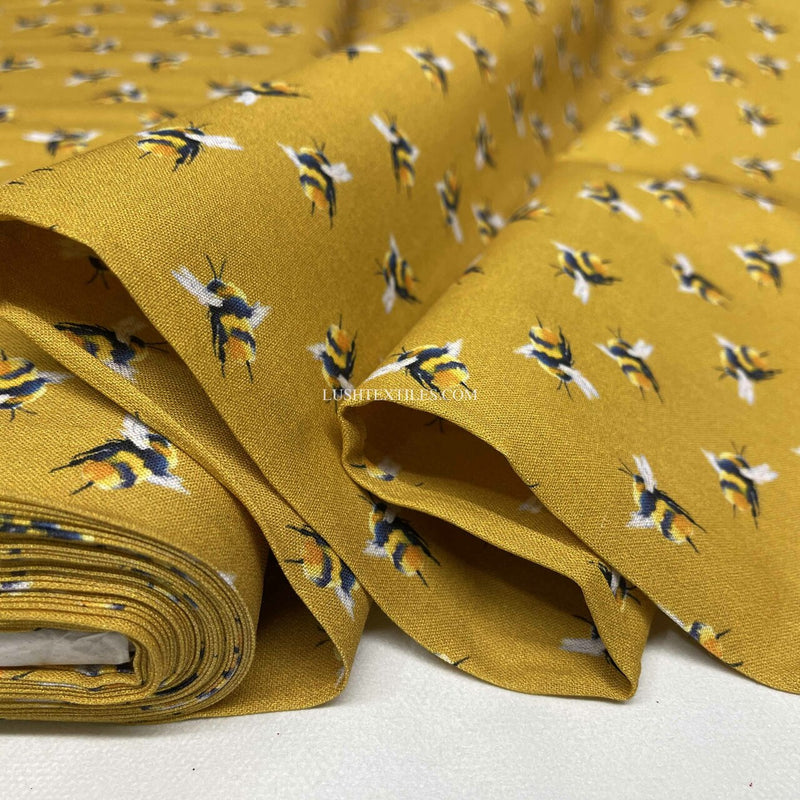 Bumblebee Digital Cotton Craft Bee Fabric, Mustard