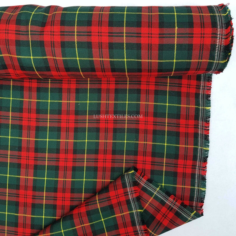 Christmas Check Red/Green Yellow Watch Tartan Dress Viscose Patchwork FABRIC