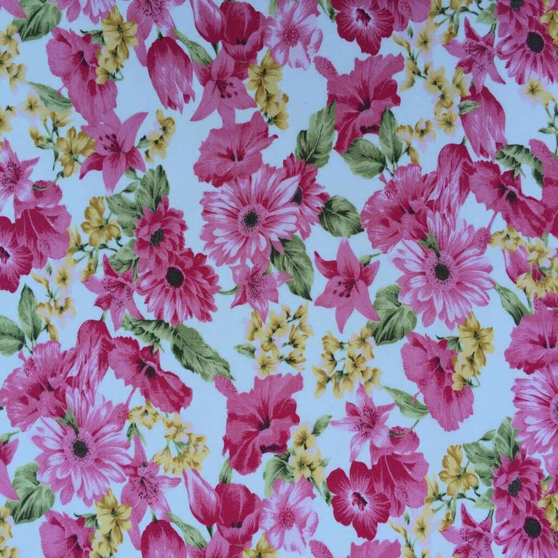 Floral Flowers Print Rose &amp; Hubble Dress Coton Patchwork Coussins Quilt Fabric