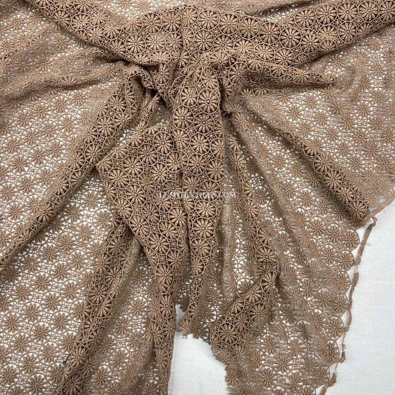 Brown Spotted Flower Guipure Corded Dress Lace Lingerie Trim Wedding Fabric 50"